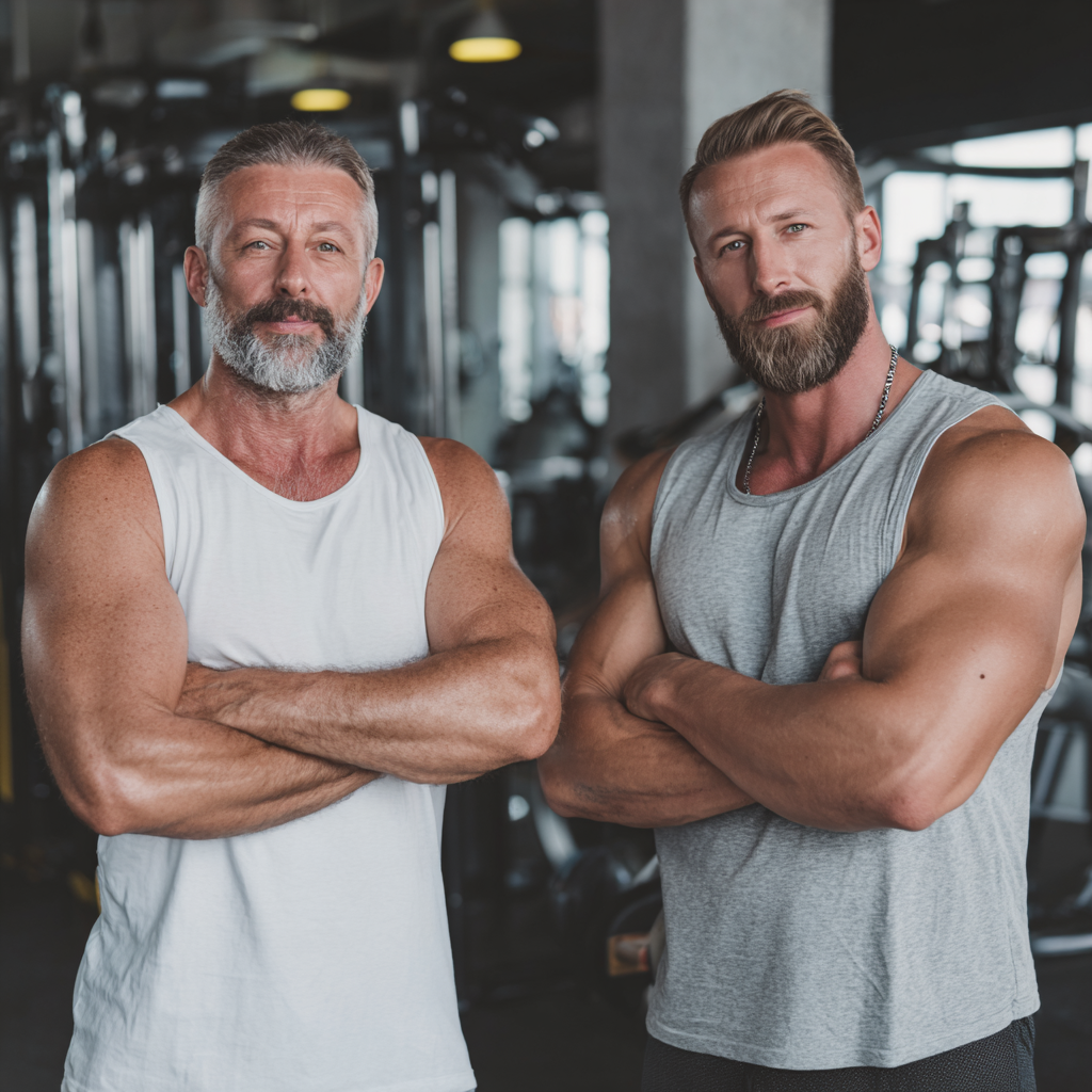 Middle-aged man showing confident posture and improved physical condition after following fravistol program